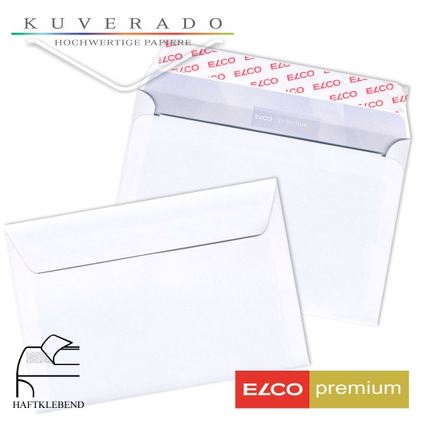 Elco Premium Briefumschläge Weiß Din B5 176x250 Mm Haftklebend